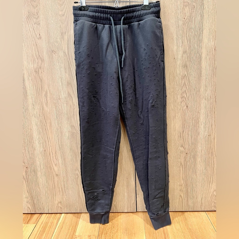 ALO Yoga Black Jogger Sweatpants distressed Athleisure (XS)